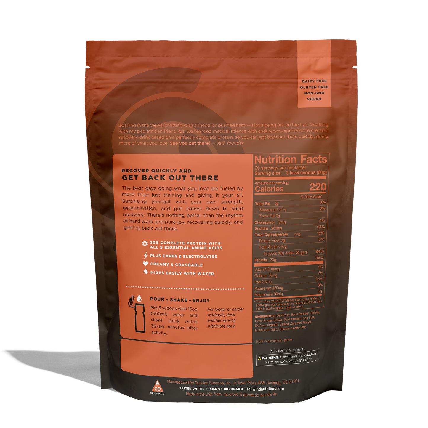 Tailwind Nutrition Fava Recovery Mix | 20 Serve | Salted Caramel