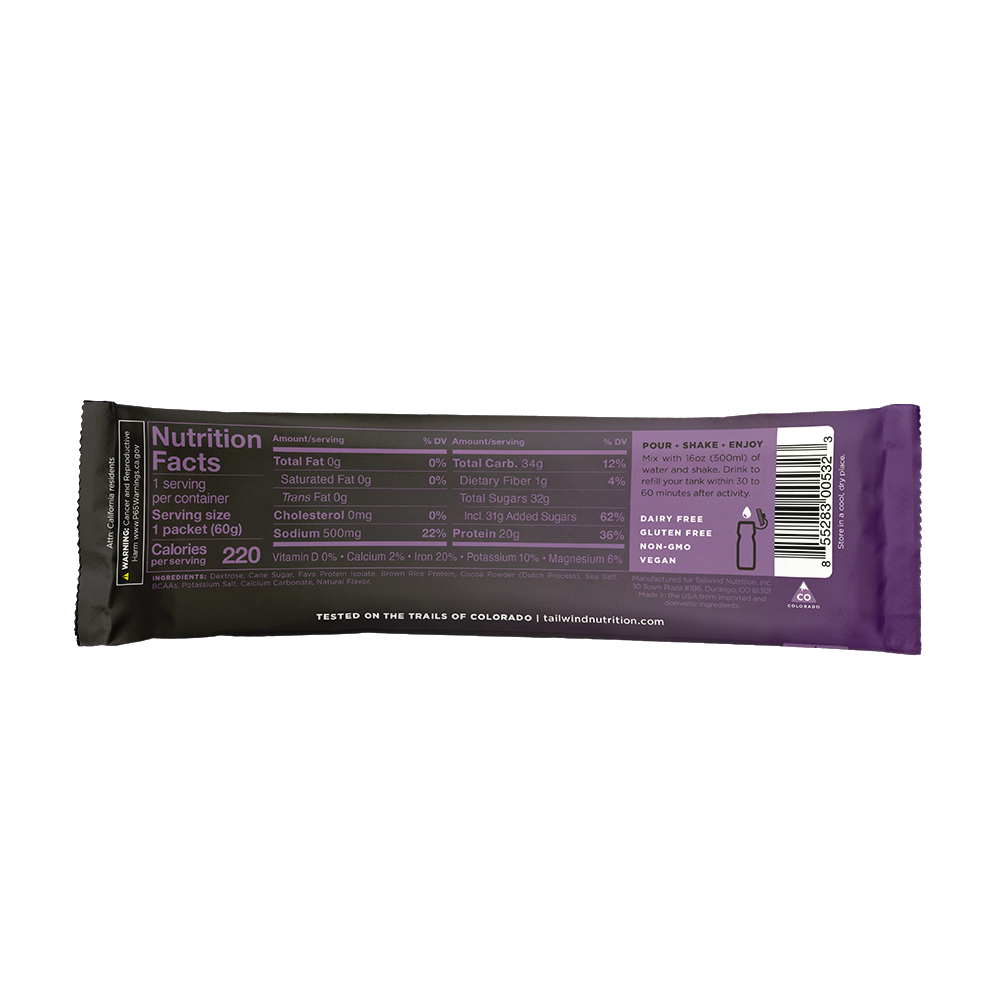 Tailwind Nutrition Fava Recovery Mix | Single Serve | Chocolate