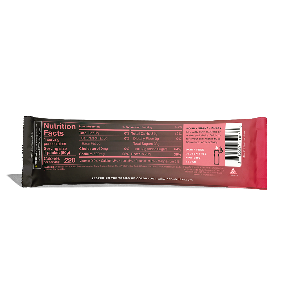 Tailwind Nutrition Fava Recovery Mix | Single Serve | Strawberry