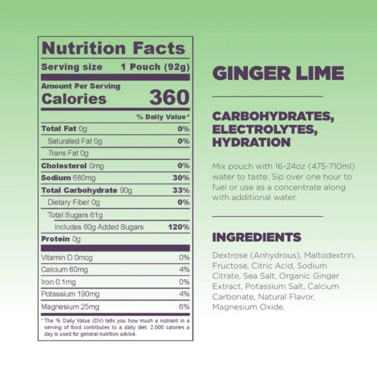Tailwind Nutrition High Carb Fuel | Single Serve | Ginger Lime
