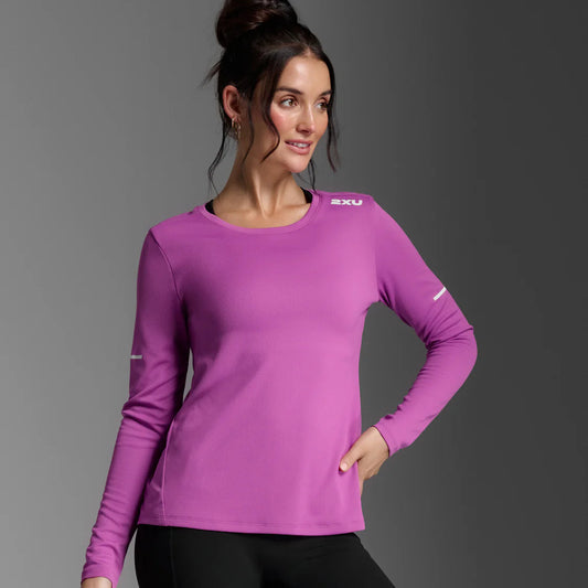 2XU Aero Long Sleeve Tee | Hyper Violet / White Reflective | Womens